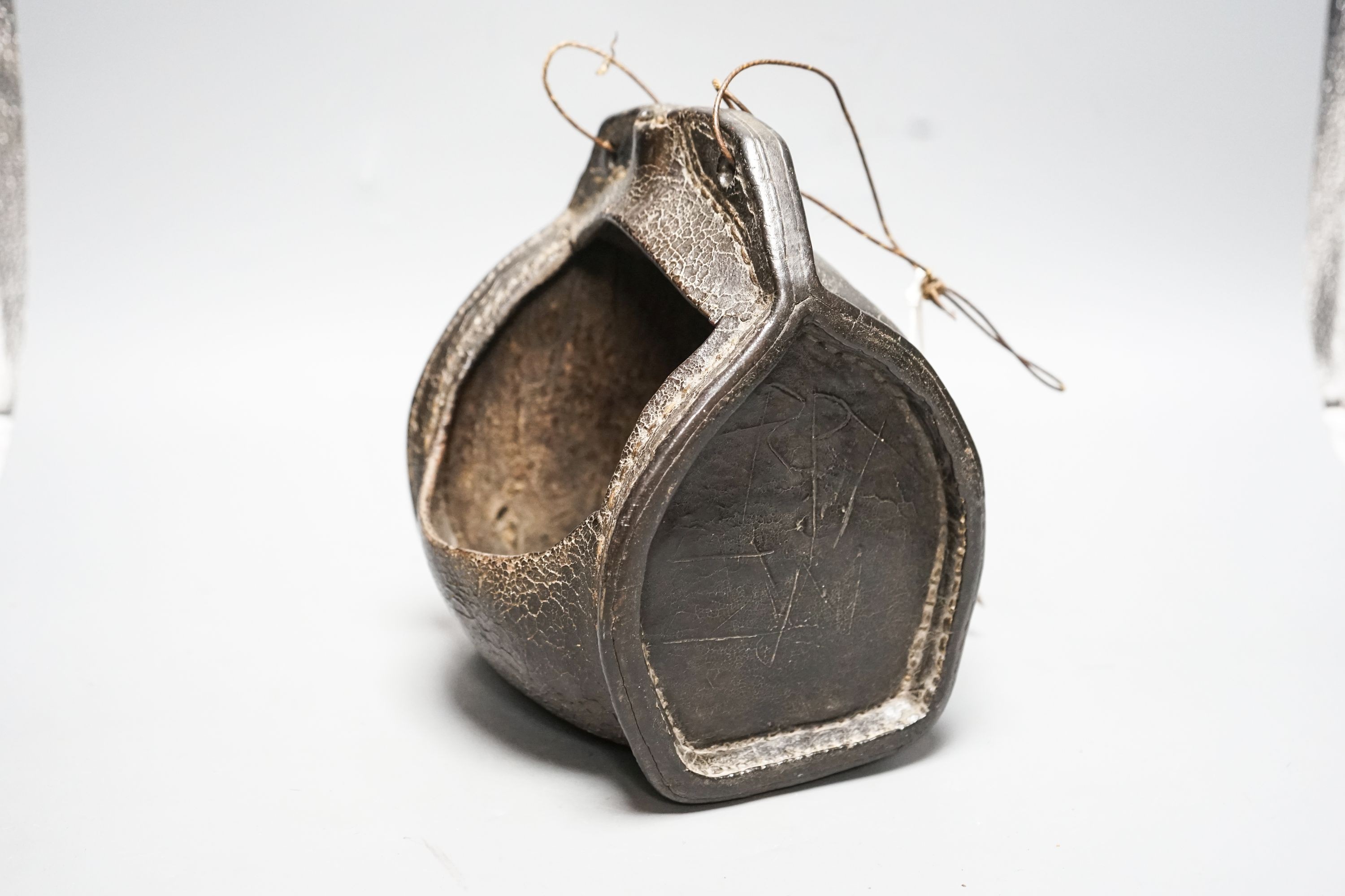 An 18th/19th century leather cider costrel